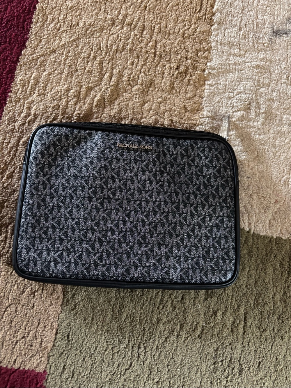 Michael Kors Black and Gray MK Logo Laptop Sleeve